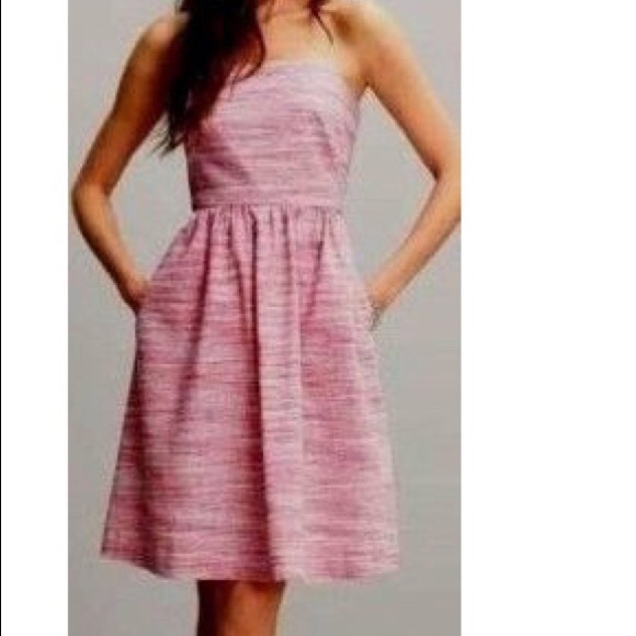 Banana Republic Dresses & Skirts - BANANA REPUBLIC PINK LINEN STRAPLESS DRESS
